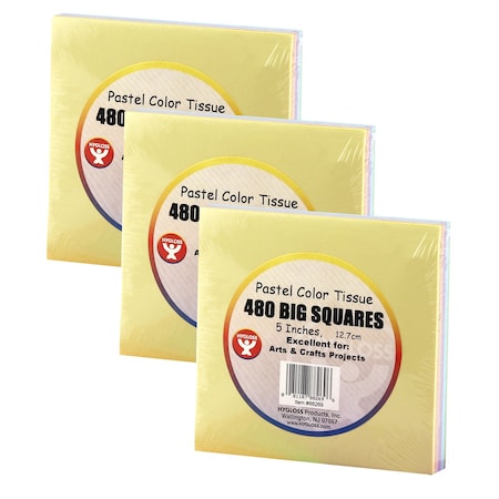 5in. Tissue Squares, Assorted Pastel Colors, 1440PK